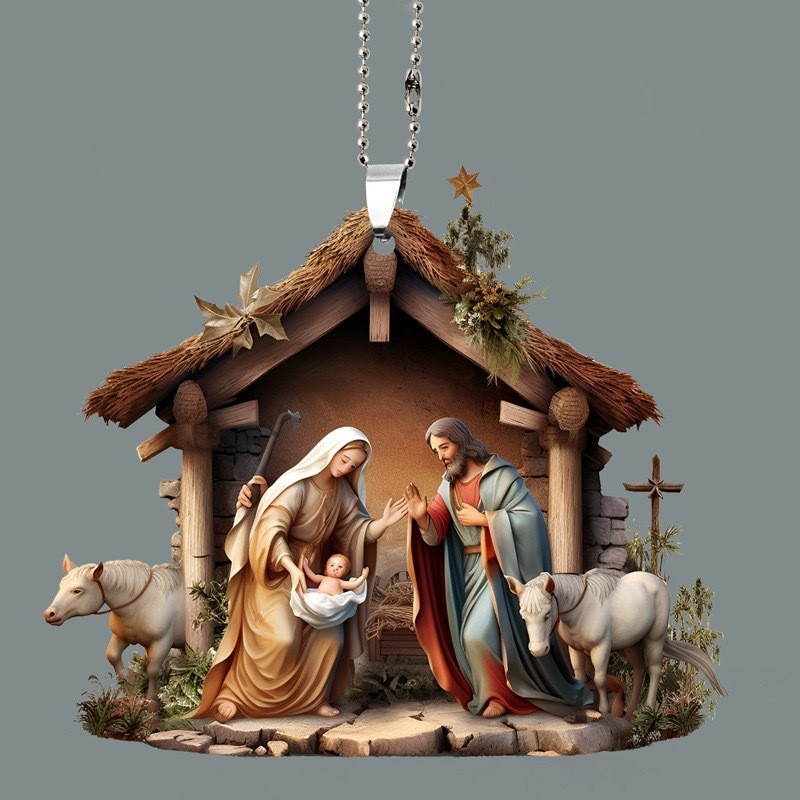 7 Styles Nativity Scene Acrylic Pendants | Christian Christmas Decor for Car Rearview Mirror, Backpack & More