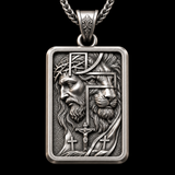 S925 Sterling Silver Jesus & Lion Cross Pendant Necklace – Christian Faith Jewelry for Men