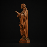 Hand Carved Sacred Heart of Jesus Virgin Mary Wooden Tabletop Ornament