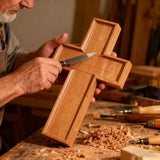 BGCOPPER Savior Jesus Cross - Carved from Natural Wood