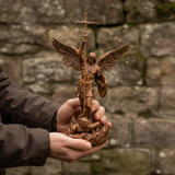 St. Michael the Archangel - Hand Carved Boxwood Sculpture - Spiritual Guardian for Prayer Spaces