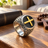 Vintage Cross Signet Ring, Religious Faith Men’s Ring