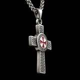 Knights Templar Celtic Knot Cross Necklace for Men, Red Enamel Templar Symbol Stainless Steel Pendant Product Parameters