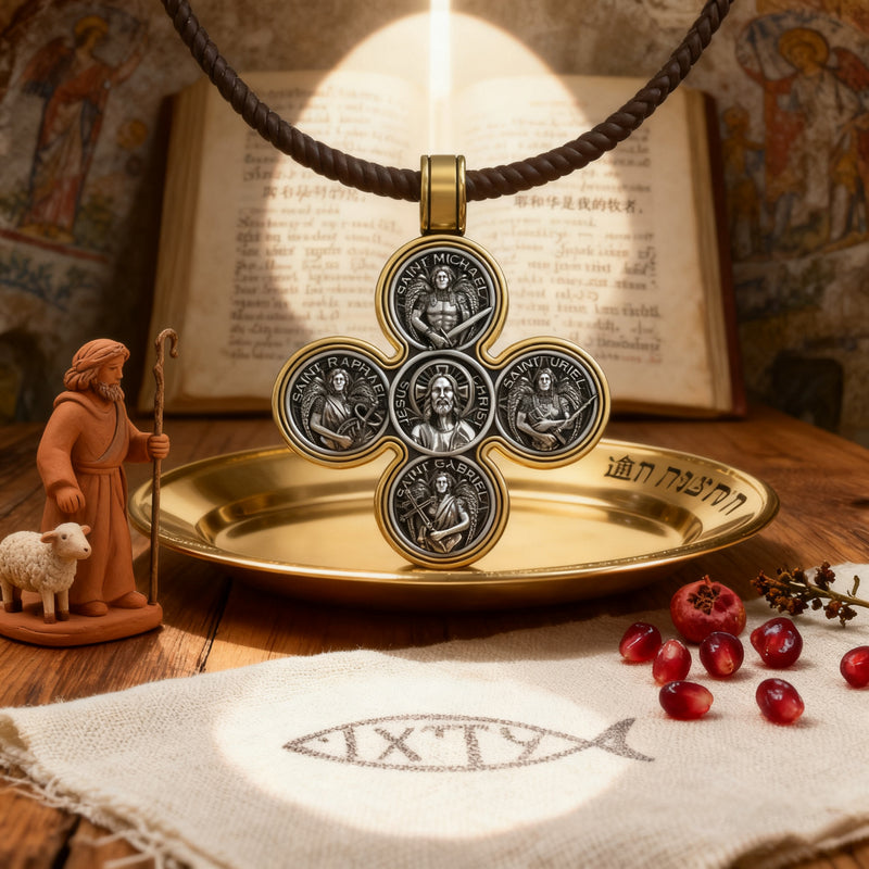Baroque Style Crucifix Pendant with Jesus and the Four Archangels – A Symbol of Faith and Divine Protection