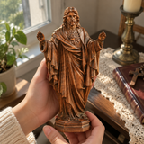Hand Carved Sacred Heart of Jesus Virgin Mary Wooden Tabletop Ornament