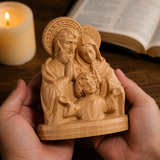 Hand-carved beechwood statue of the Holy Family – Jesus, Mary and Joseph