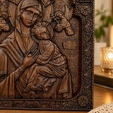 Our Lady of Perpetual Help Wood Art - Hand-Carved Catholic Gift - Mother Mary Comfort Figure