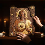 Unser Herr Jesus Heiliges Herz Holz Schnitzerei - Christlich-katholisches personalisiertes Schnitzgeschenk