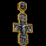 Orthodox S925K Silver Double-Sided Engraved Jesus Christ Crucified and Saints Orthodox Necklace