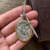The Protection Amulet of St. Michael Archangel with a Sword Pendant Necklace