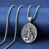 Pure Tin St. Rochus Medallion Necklace，The patron saint of dogs, plagues,bachelors, sick cows, the disabled,  surgeons,pilgrims,   falsely accused people,pharmacists.