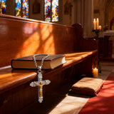 Titanium Steel Crucifix NecklacTitanium Steel Crucifix Necklace with Zircon | A Testament of Strength and Faithe with Zircon