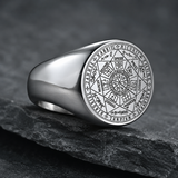Vintage Titanium Seven Archangel Signet Ring - Amulet Against Evil Eyes, Curses, Spells