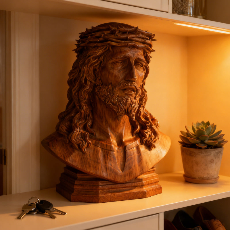 Crown of Thorns Jesus Sculpture - Front View