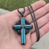 "By His Wounds We Are Healed" - Handcrafted Turquoise Crown of Thorns Cross - A Daily Symbol of Hope & Protection