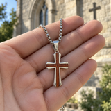 Christian Cross Necklace – Solid Rosewood & Titanium Steel Faith Pendant