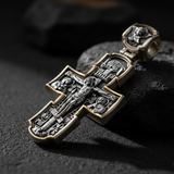 Orthodox S925K Silver Double-Sided Engraved Jesus Christ Crucified and Saints Orthodox Necklace