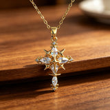 Celestial Star Cross Titanium Steel Necklace – Divine Light & Timeless Devotion