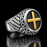 Vintage Cross Signet Ring, Religious Faith Men’s Ring