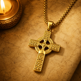 Celtic Knot Titanium Steel Cross Necklace - design detail