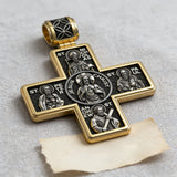 Double-Sided S925K Sterling Silver Sacred Heart and Saint Cross Pendant—Your Daily Spiritual Companion