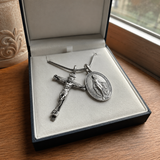 S925 Sliver Jesus Cross and Virgin Mary Combination Necklace Pendant