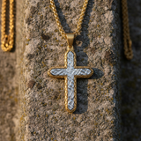 Textured Two-Tone Cross Necklace – Faith, Resilience & Rugged Elegance