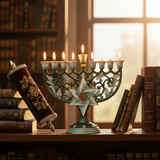 Hanukkah Hand-Painted Menorah: Illuminate the Jewish People's Covenant of Light with Artisan Brushstrokes