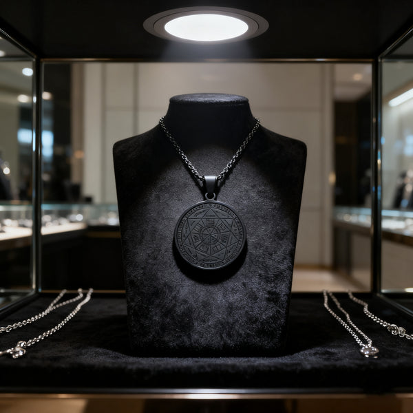 Vintage Titanium Seven Archangel's Seal Pendant - Amulet against evil eyes, curses, spells