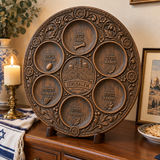 Jerusalem Passover Seder Plate – Hand-Carved Beechwood Judaica for Pesach
