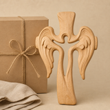 Ascension of Jesus Angel Wing Cross – Hand-Carved Beechwood Wall Decor