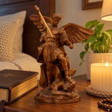 Boxwood Archangel Michael Carving: A Christmas Gift of Divine Protection