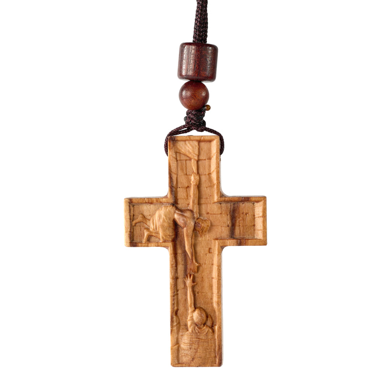 Wooden Savior Cross Necklace