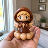 Silent Guardian Wooden Angel-A Small Prayer Companion for Her Bedside, Desk, or Prayer Corner