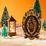 Wood carving of the Virgin Mary in leaves