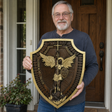Guardian Michael Wood Carving - Handcrafted Spiritual Shield & Heirloom Gift