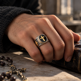 Vintage Praying Cross Ring- Stainless Steel Religious Gift
