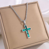 Colored Baguette CZ Cross Necklace – Faith, Vibrance & Bold Devotion