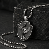 Saint Michael Shield Pendant Necklace – Pure Tin Protection Medal