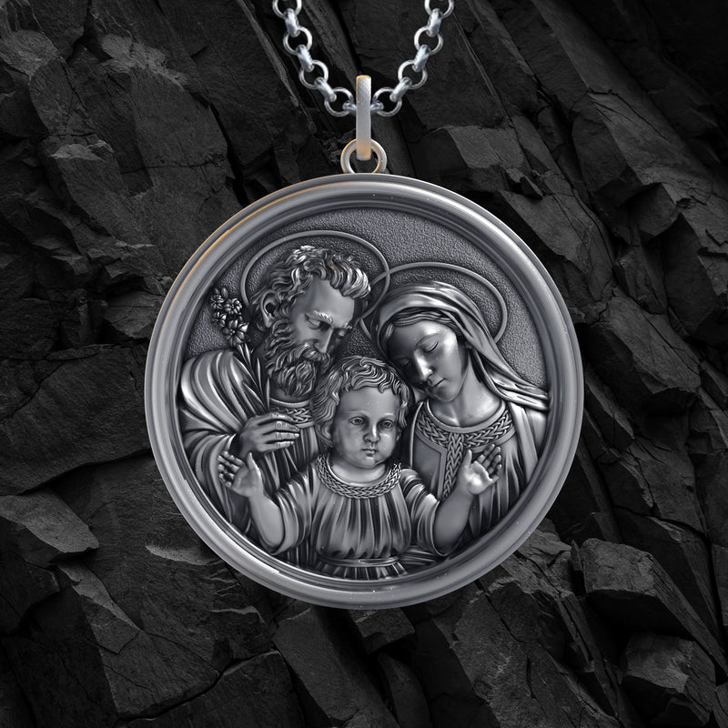 Holy Family S925K Sterling Silver Pendant Necklace