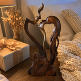 Hand-Carved Christian Love Sculpture – Wooden Couple Statue for Wedding & Anniversary Gift