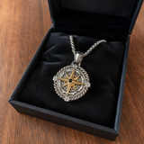 S925 Sterling Silver Rotating Compass Pendant Necklace