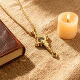 Golden St. Benedict Exorcism Cross - Blessings to you and your family