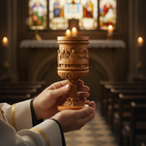 Boxwood "Last Supper" Chalice  Hand-Carved Communion Cup | Eternal Symbol of Redemption & Fellowship