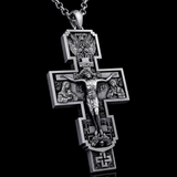 S925 Silver Orthodox Crucifixion Necklace – Detailed Christian Cross Pendant with 24-Inch Chain