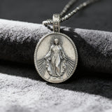 Pure Tin Miraculous Medal Virgin Mary Necklace