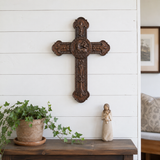Lamb of God Wood Carving Cross Wall Decor - Paschal lamb