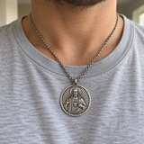 S925 Sterling Silver Sacred Heart of Jesus Medallion Necklace