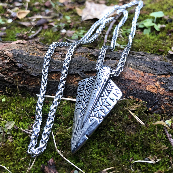 Viking Edelstahl Pfeilspitze Anhänger Halskette-Odins Speer