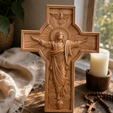The Ascension Cross - Hand-Carved Jesus Crucifix with Holy Spirit Dove